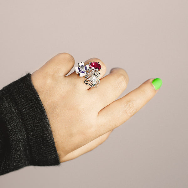 Multi Color Flower Ring