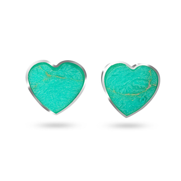 Aqua Heart Stud Earrings