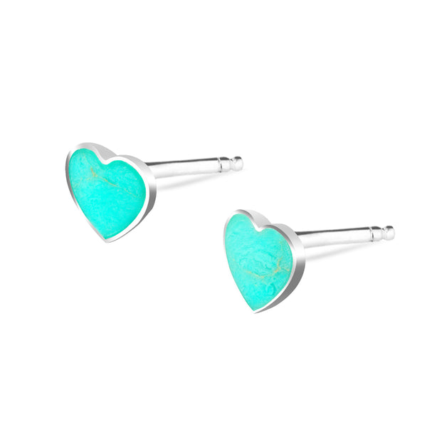 Aqua Heart Stud Earrings