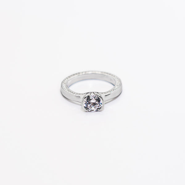 Classic Solitaire Silver Ring