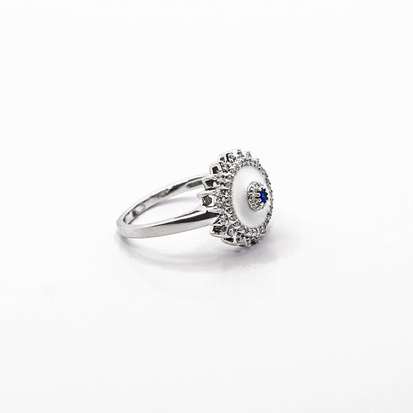 Zircon Flower Silver Ring