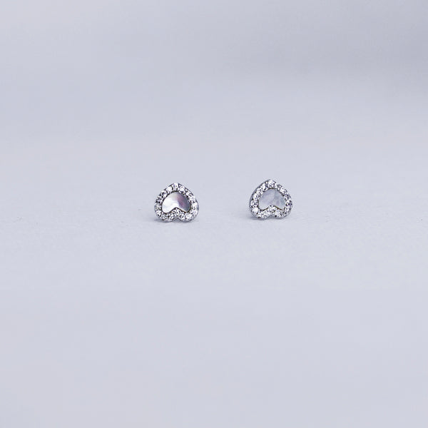 Sparkling Silver Heart Stud Earrings