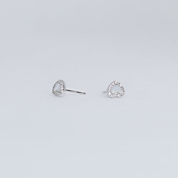 Sparkling Silver Heart Stud Earrings