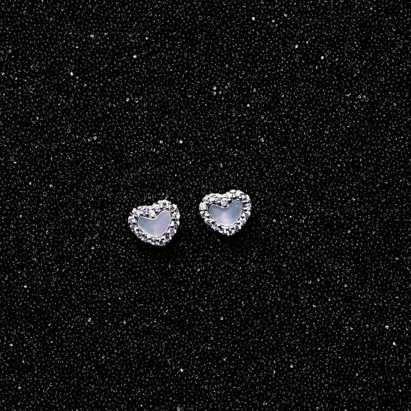 Sparkling Silver Heart Stud Earrings