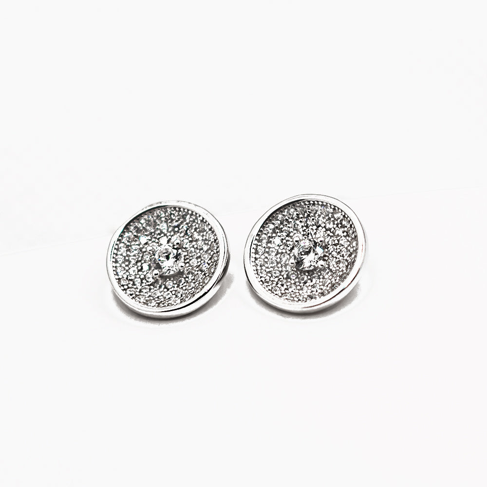 Zirconia Studded Round Stud Earrings