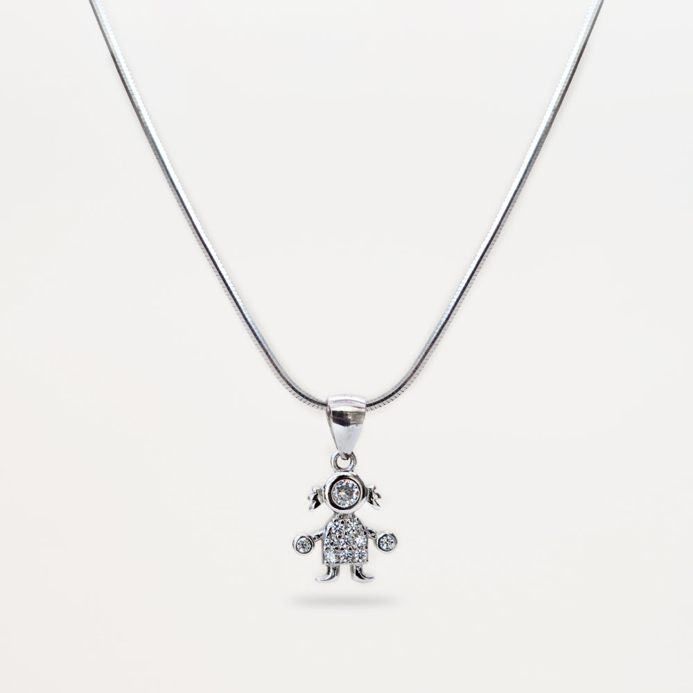 Sparkling Girl Charm Pendant Chain