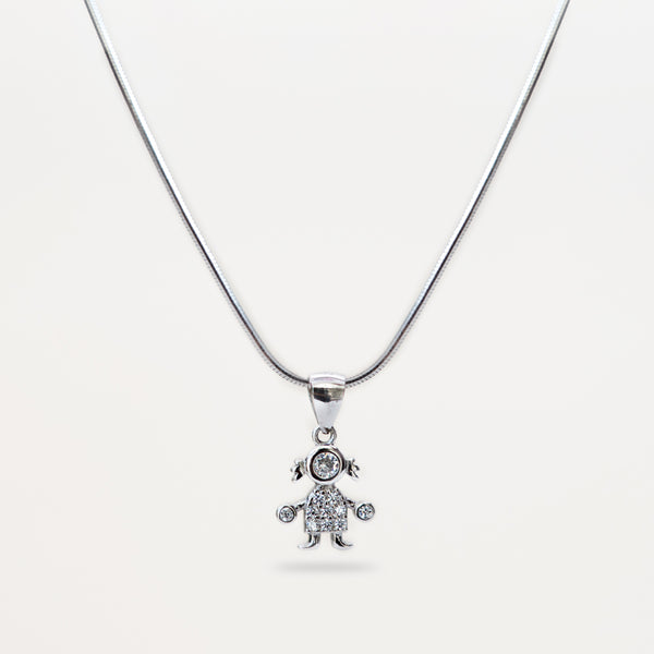 Sparkling Girl Charm Pendant Chain