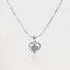 CZ Studded Silver heart within Heart Pendant Chain