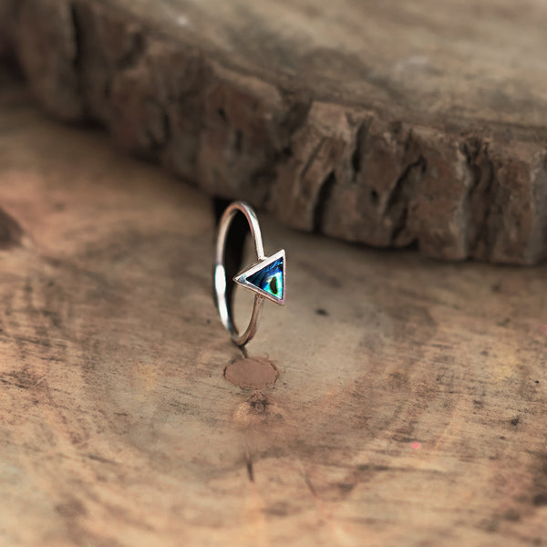 Multicolored Triangle Stone Silver Ring