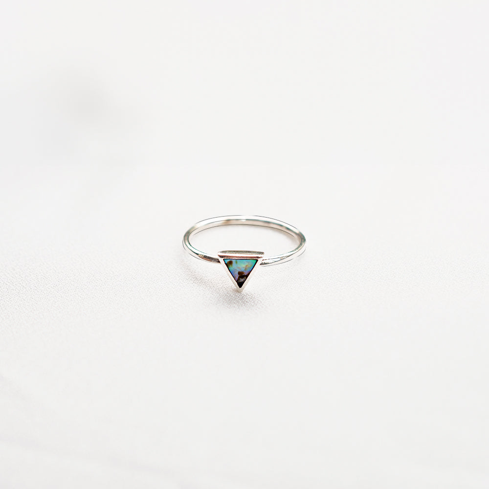 Multicolored Triangle Stone Silver Ring