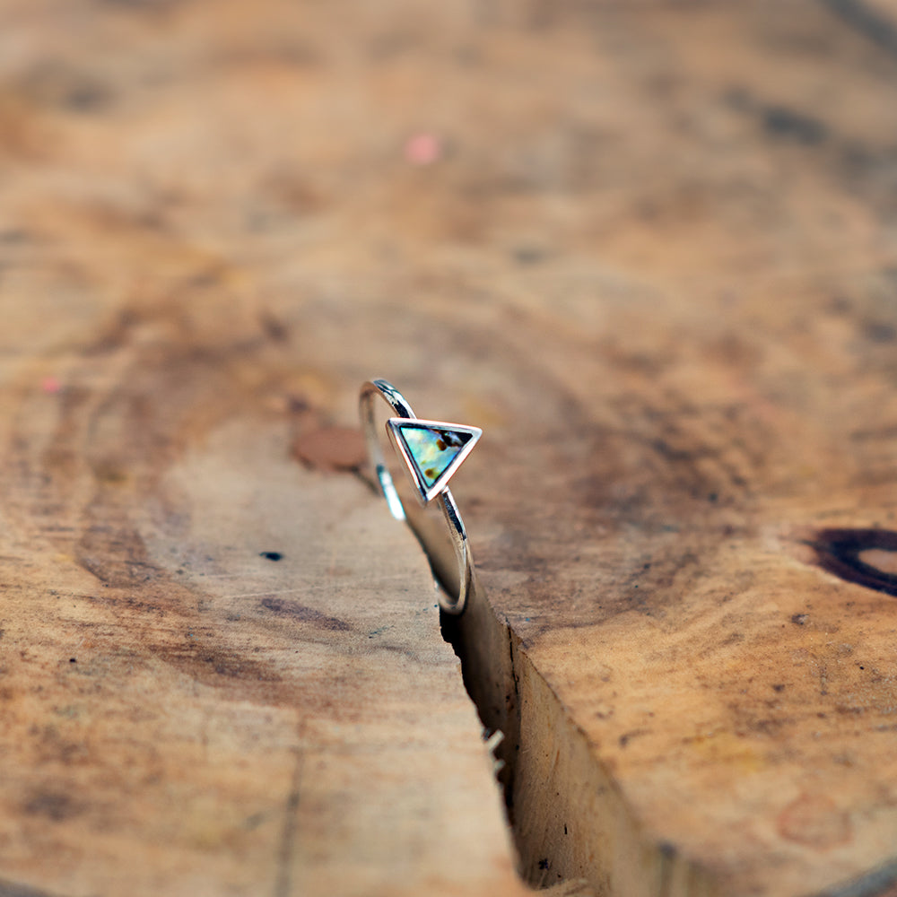 Multicolored Triangle Stone Silver Ring