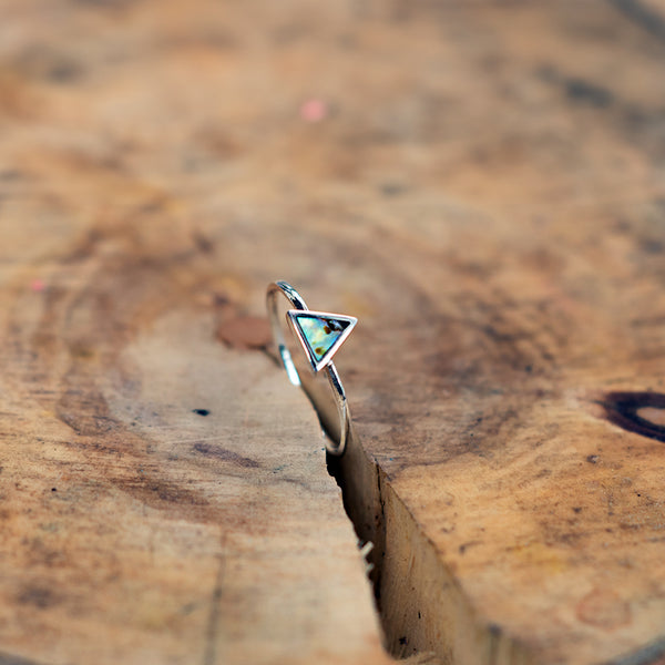 Multicolored Triangle Stone Silver Ring