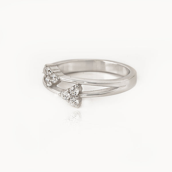 Double Layered CZ Silver Ring