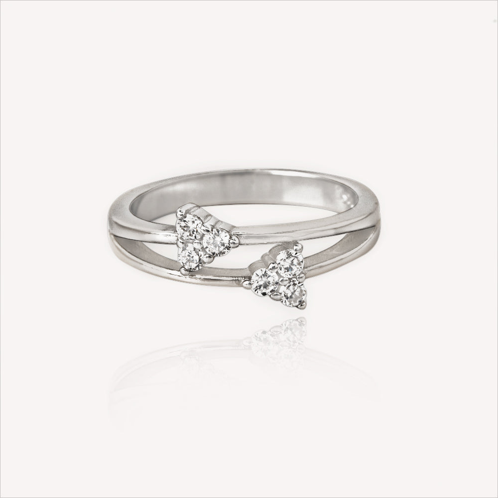 Double Layered CZ Silver Ring