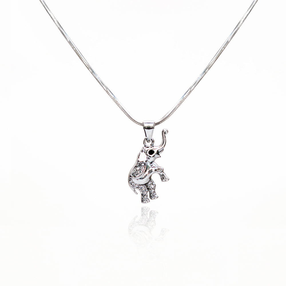 Charming Silver Elephant Pendant Necklace