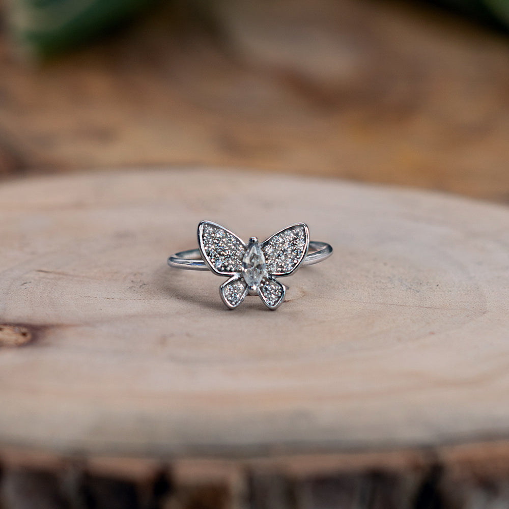 Elegant Cz Butterfly Ring