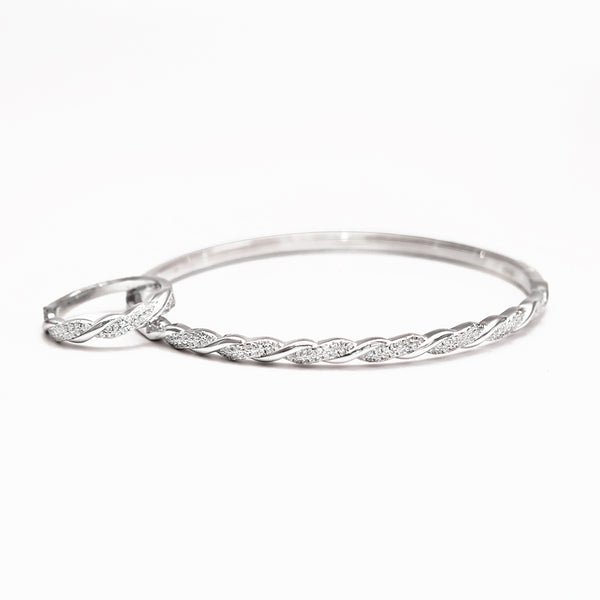 Zirconia Silver Bangle and Ring Set