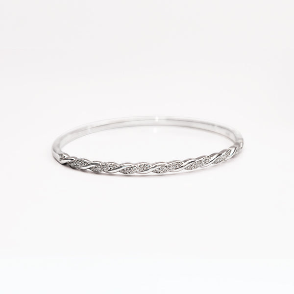 Zirconia Silver Bangle and Ring Set