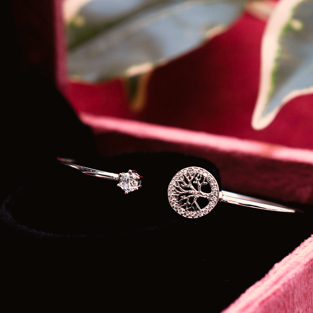 Zircon Tree of Life Cuff Bangle