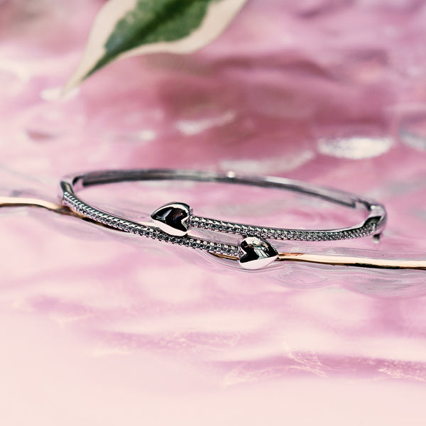 Radiant Dual Hearts CZ Bangle