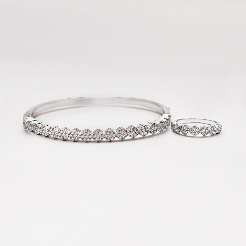 Floral Bangle and Ring Set