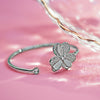 Stylish CZ Flower Cuff Bangle