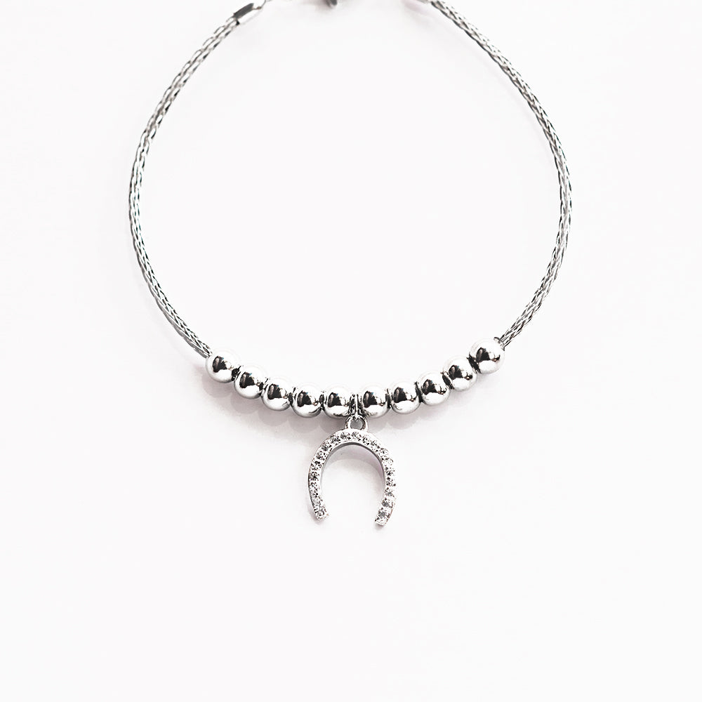 Sparkling Luck, CZ Horseshoe Bracelet