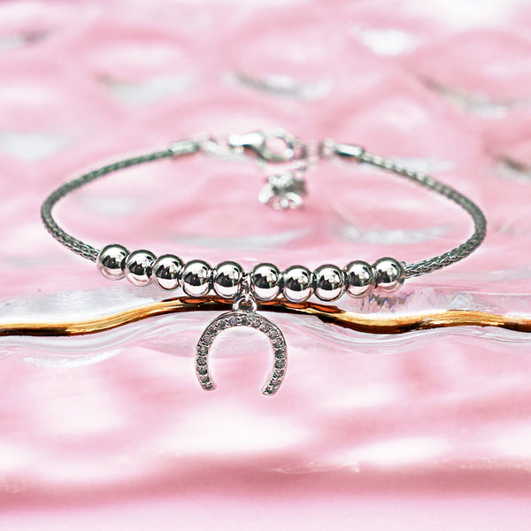 Sparkling Luck, CZ Horseshoe Bracelet