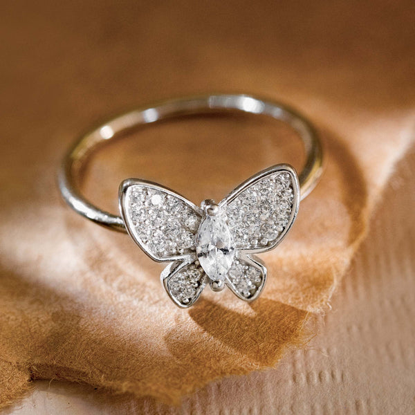 Elegant Cz Butterfly Ring