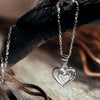 CZ Studded Silver heart within Heart Pendant Chain