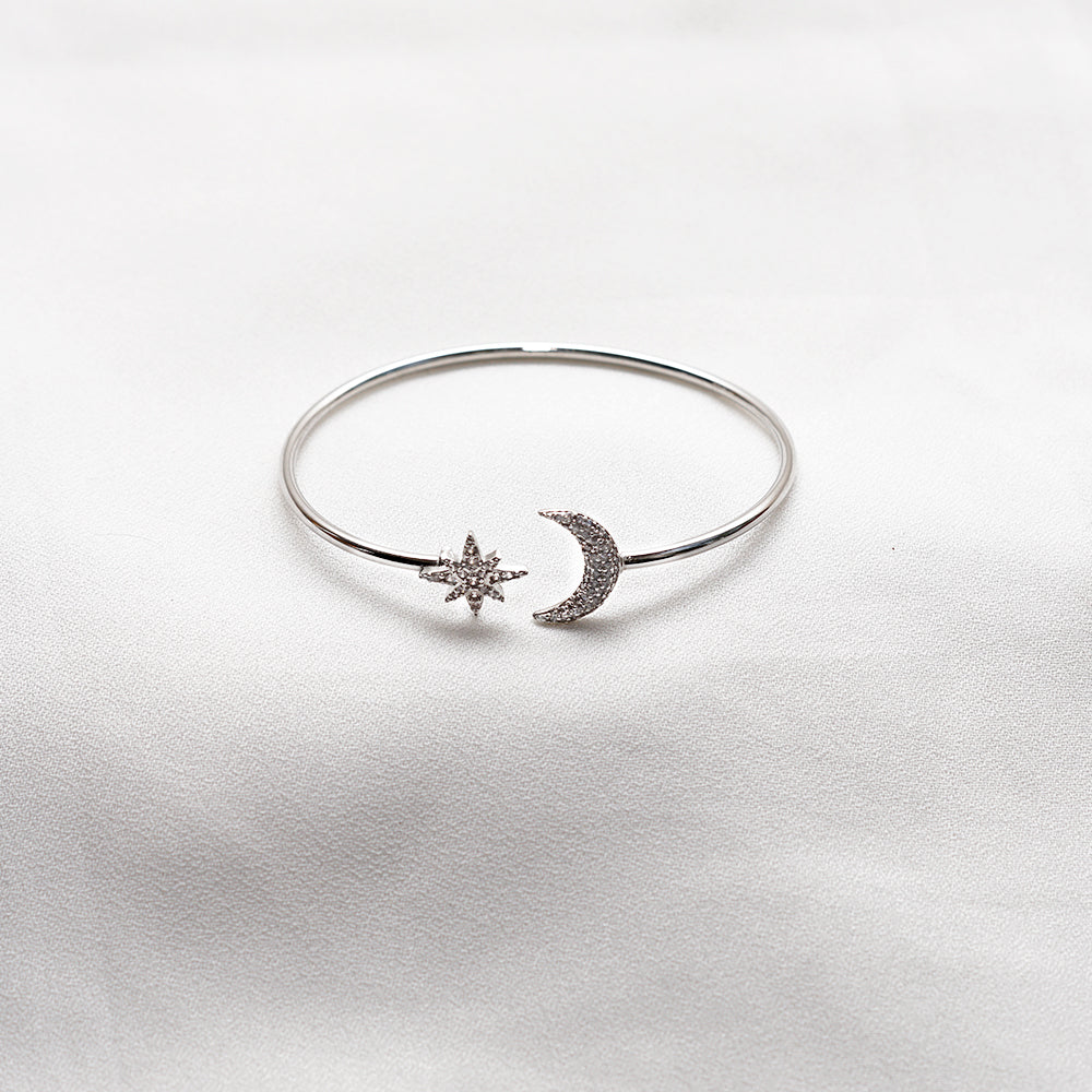 Moon and Star Cuff Bangle