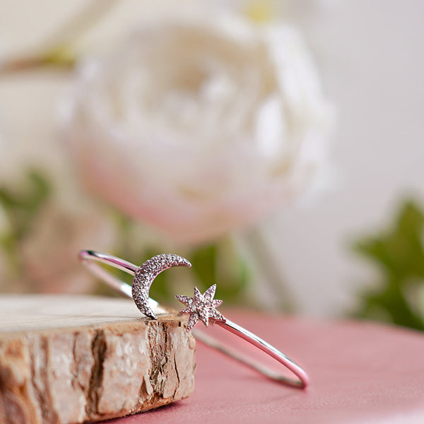 Moon and Star Cuff Bangle