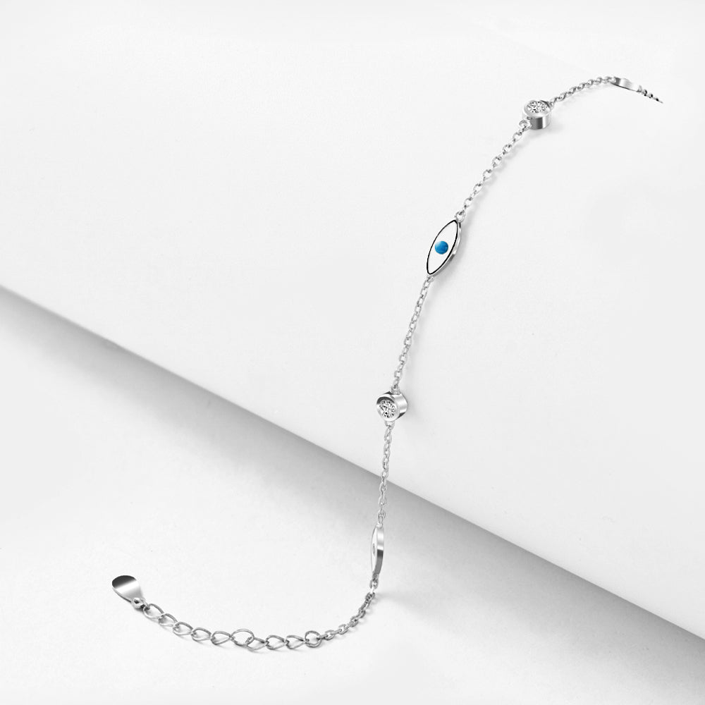 Stylish Silver Evil Eye Bracelet