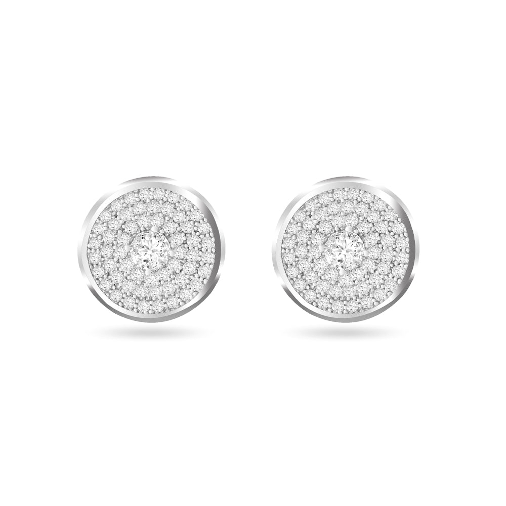 Zirconia Studded Round Stud Earrings