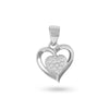 CZ Studded Silver heart within Heart Pendant Chain