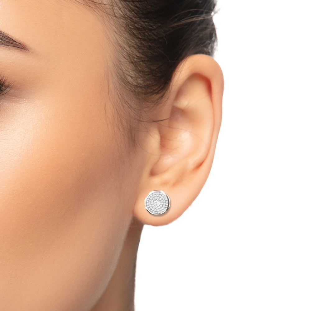 Zirconia Studded Round Stud Earrings