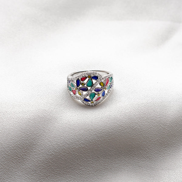 Multicolor Flower Finger Band Ring