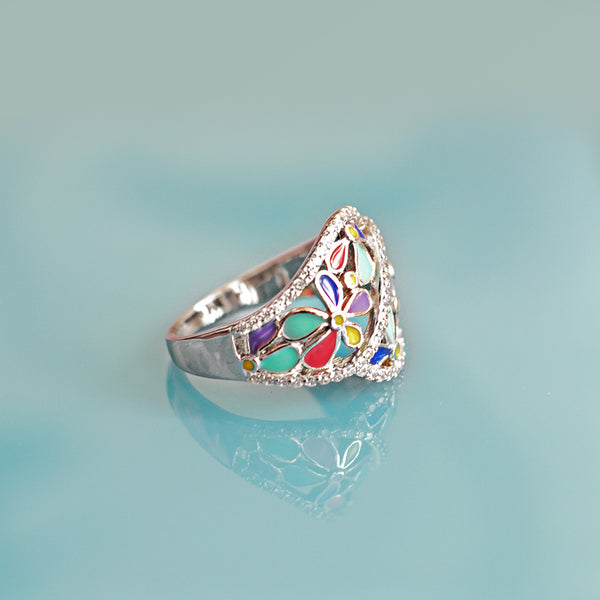 Multicolor Flower Finger Band Ring