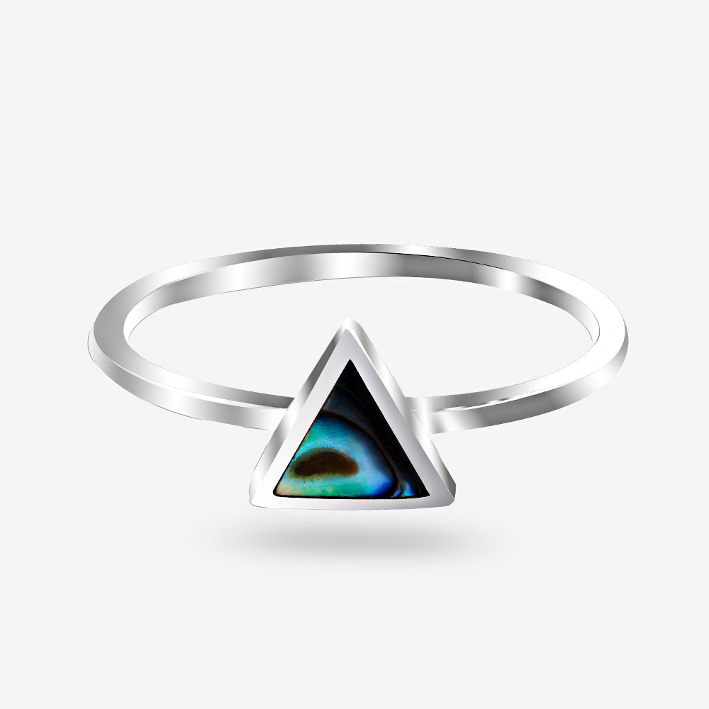 Multicolored Triangle Stone Silver Ring