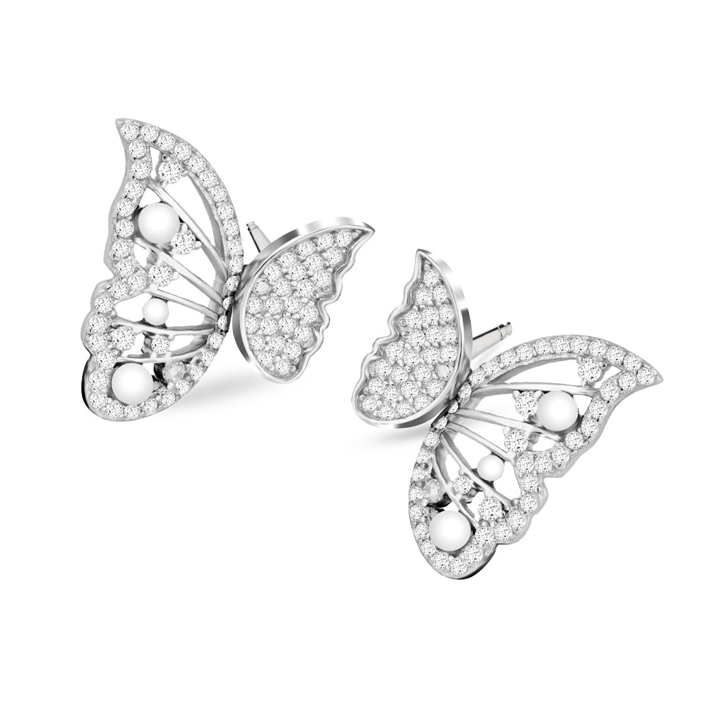 Pearl Butterfly Dual Style Earrings