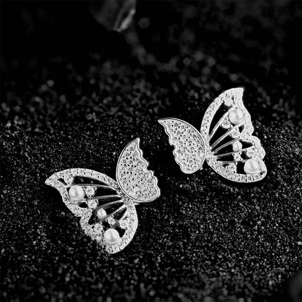 Pearl Butterfly Dual Style Earrings