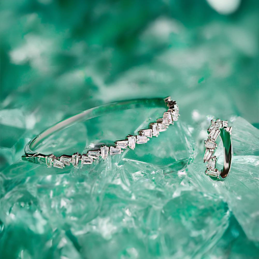 Dazzling Baguette CZ Bangle and Ring