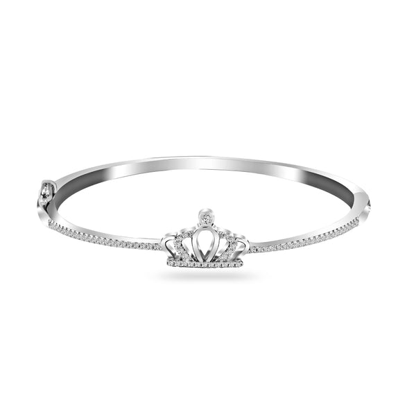 CZ Sparkle: Silver Crown Bangle