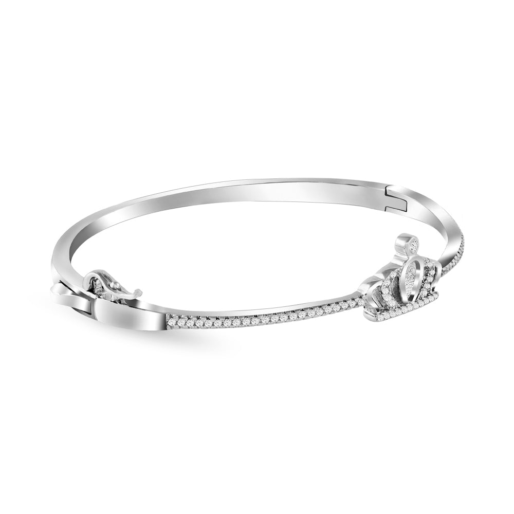 CZ Sparkle: Silver Crown Bangle