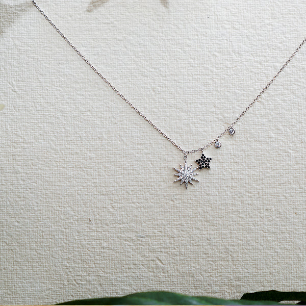 Black Stone Starburst Necklace