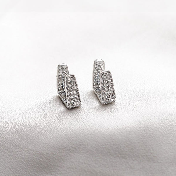 Stylish CZ Studded Hoop Earrings