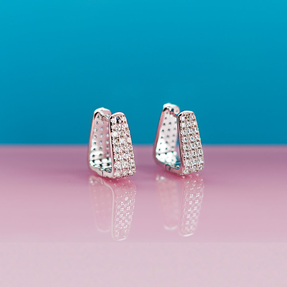 Stylish CZ Studded Hoop Earrings