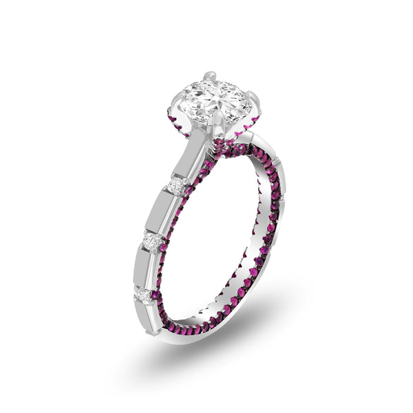 Solitaire Zircon with Pink Stones