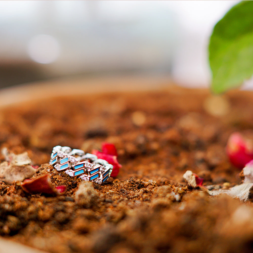 Sapphire Dreams Enamel Statement Ring