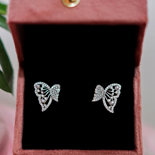 Pearl Butterfly Dual Style Earrings